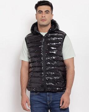 quilted bomber jacket with zip closure