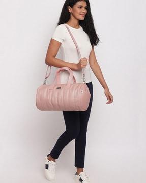 quilted duffle bag with detachable strap