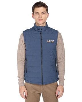 quilted gillet with brand print