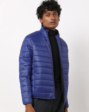 quilted high-neck zip-front puffer jacket