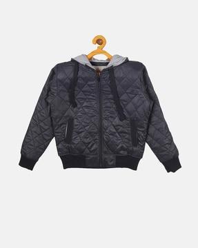 quilted hooded jacket with insert pockets