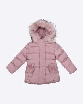 quilted hooded jacket with insert pockets
