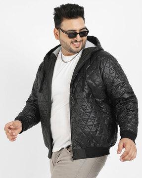 quilted hooded jacket with slip pockets