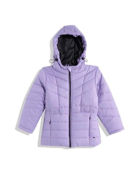 quilted hooded jacket with zipper pockets