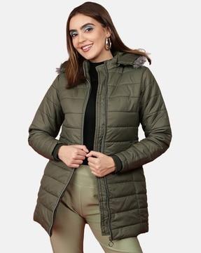 quilted jacket with detachable hood