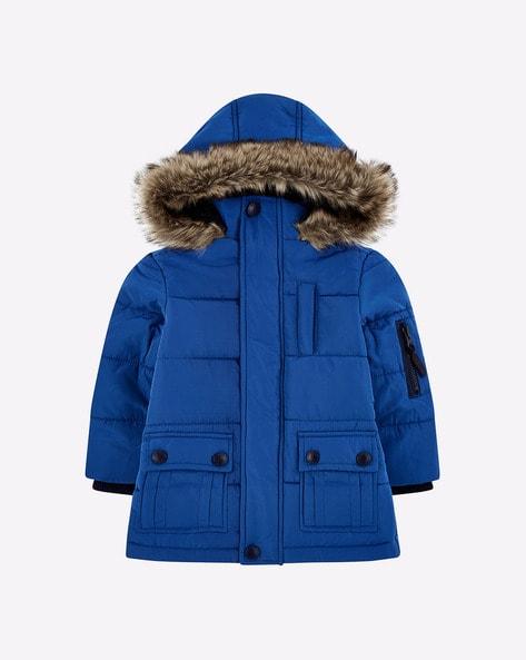 quilted jacket with fur-lined hood