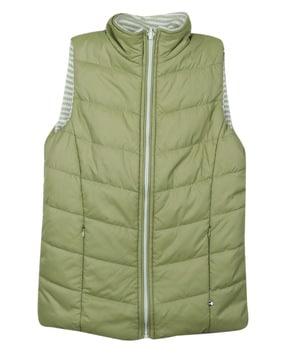 quilted jacket with zip-front