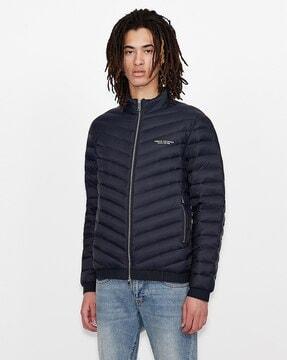 quilted puffer jacket with logo print