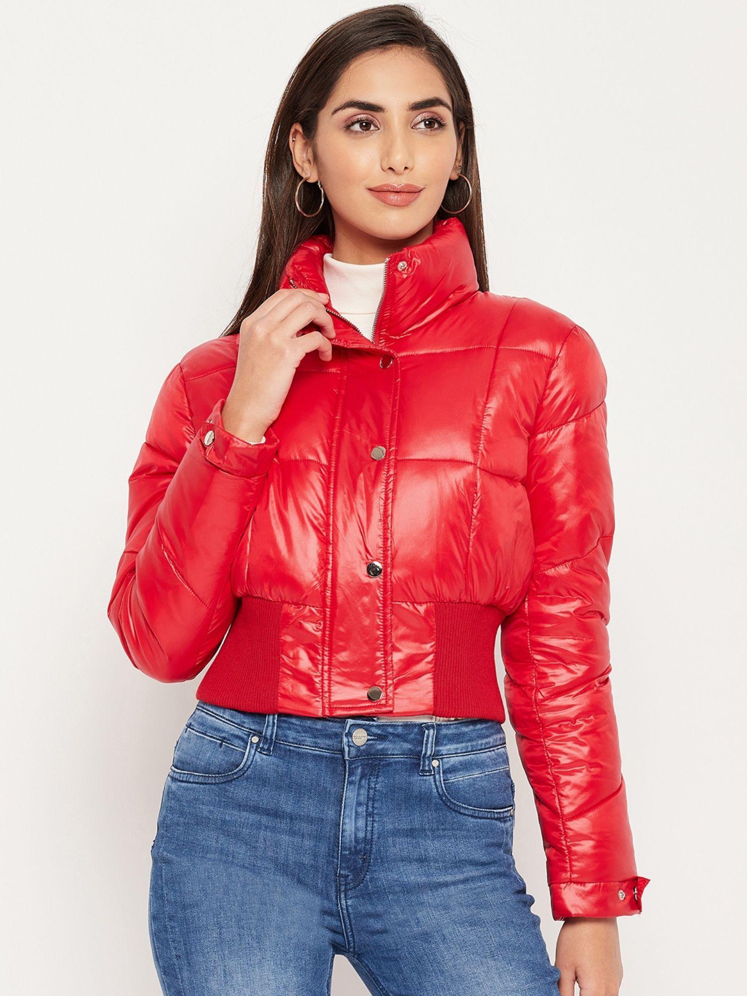 quilted red jacket