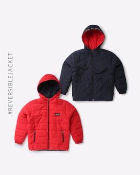 quilted reversible jacket with zip-pockets