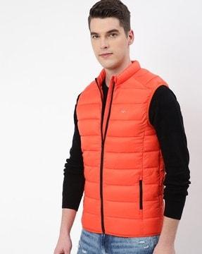 quilted slim fit zip-front gilet