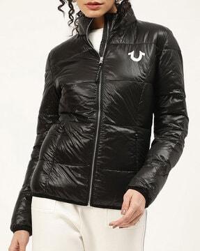 quilted zip-font bomber jacket