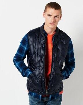 quilted zip-front gillet with insert pockets
