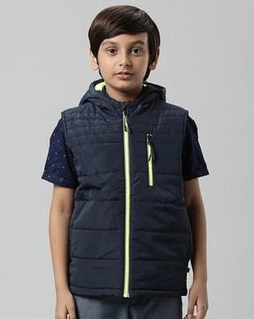 quilted zip-front hooded gilet