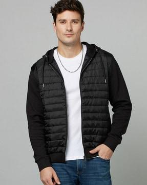 quilted zip-front hoodie