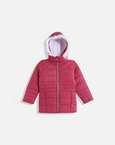 quilted zip-front jacket with hoodie