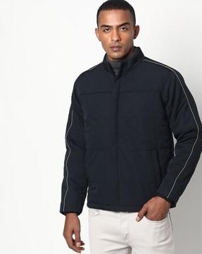 quilted zip-front jacket with insert pocket