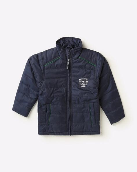 quilted zip-front jacket with insert pockets