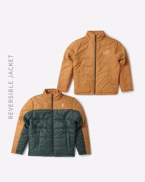quilted zip-front reversible jacket
