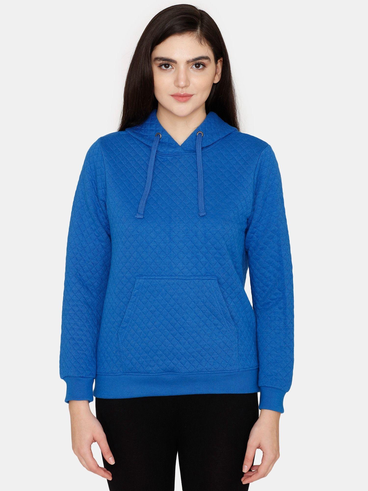 quilted - cushioned love knit cotton sweatshirt - wedgewood - blue