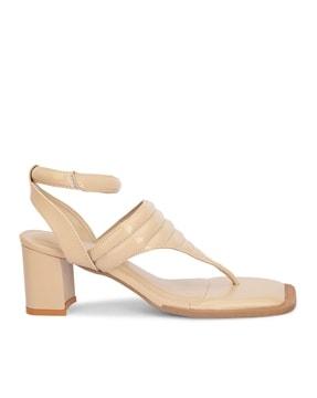 quilted ankle-strap block heeled sandals