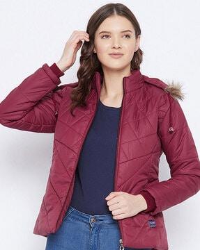 quilted bomber jacket with detachable hood