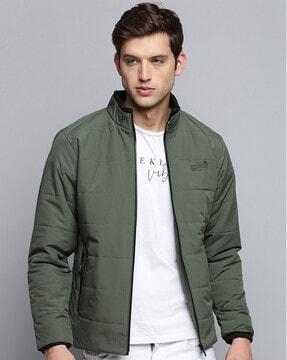 quilted bomber jacket with zip front