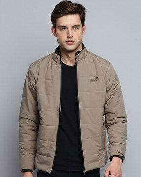 quilted bomber jacket with zip front