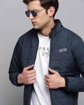 quilted bomber jacket with zip front