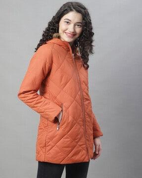 quilted bombers jacket with front-zip closure