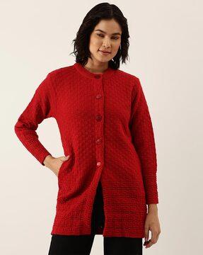 quilted cardigan with button closure