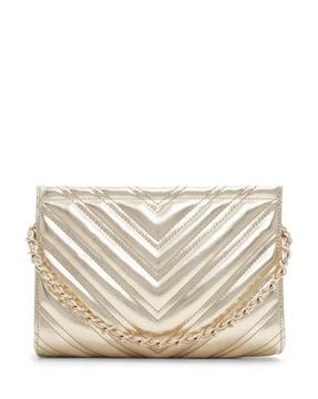 quilted clutch with detachable chain strap