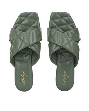 quilted cross-strap slip-on sandals