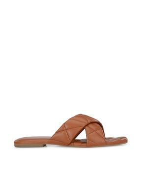 quilted cross-strap slip-on sandals