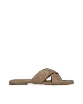 quilted cross-strap slip-on sandals