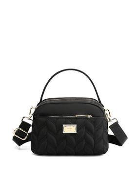 quilted crossbody handbag with detachable strap