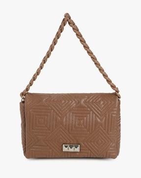 quilted foldover clutch with chain strap