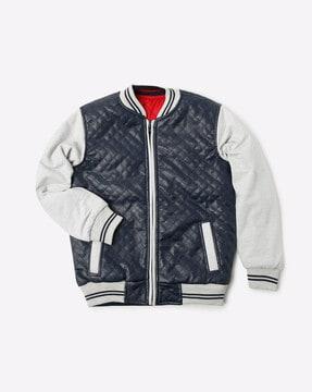 quilted front-zip jacket with insert pockets