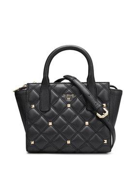 quilted genuine leather satchel