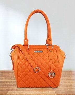 quilted handbag with buckle strap