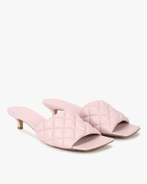 quilted heeled mules