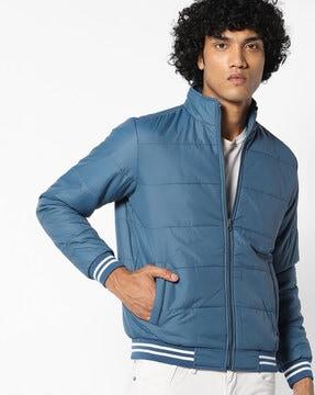 quilted high-neck slim fit bomber jacket