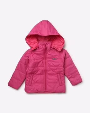 quilted hooded jacket with insert pockets