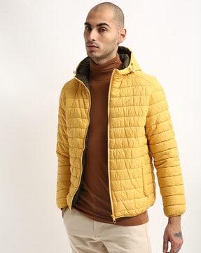 quilted hooded jacket with insert pockets