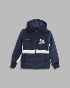 quilted hooded jacket with zip pockets