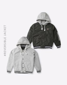 quilted hooded reversible jacket
