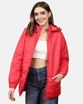 quilted jacket with detachable hood