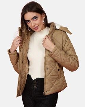 quilted jacket with detachable hood