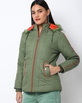 quilted jacket with detachable hood