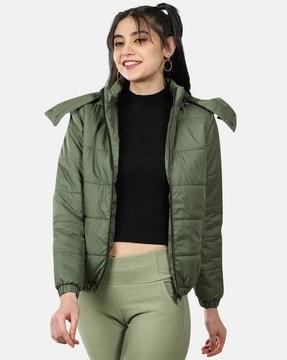 quilted jacket with detachable hood